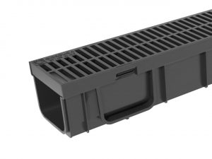 Комплект Gidrolica Light: Лоток водоотводный пластиковый Gidrolica Light ЛВ -10.11,5.9,5- с решеткой стальной