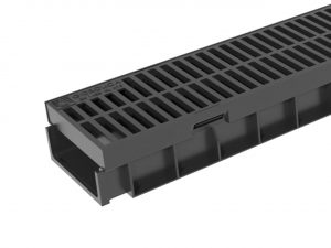 Комплект Gidrolica Light: Лоток водоотводный пластиковый Gidrolica Light ЛВ -10.11,5.9,5- с решеткой стальной