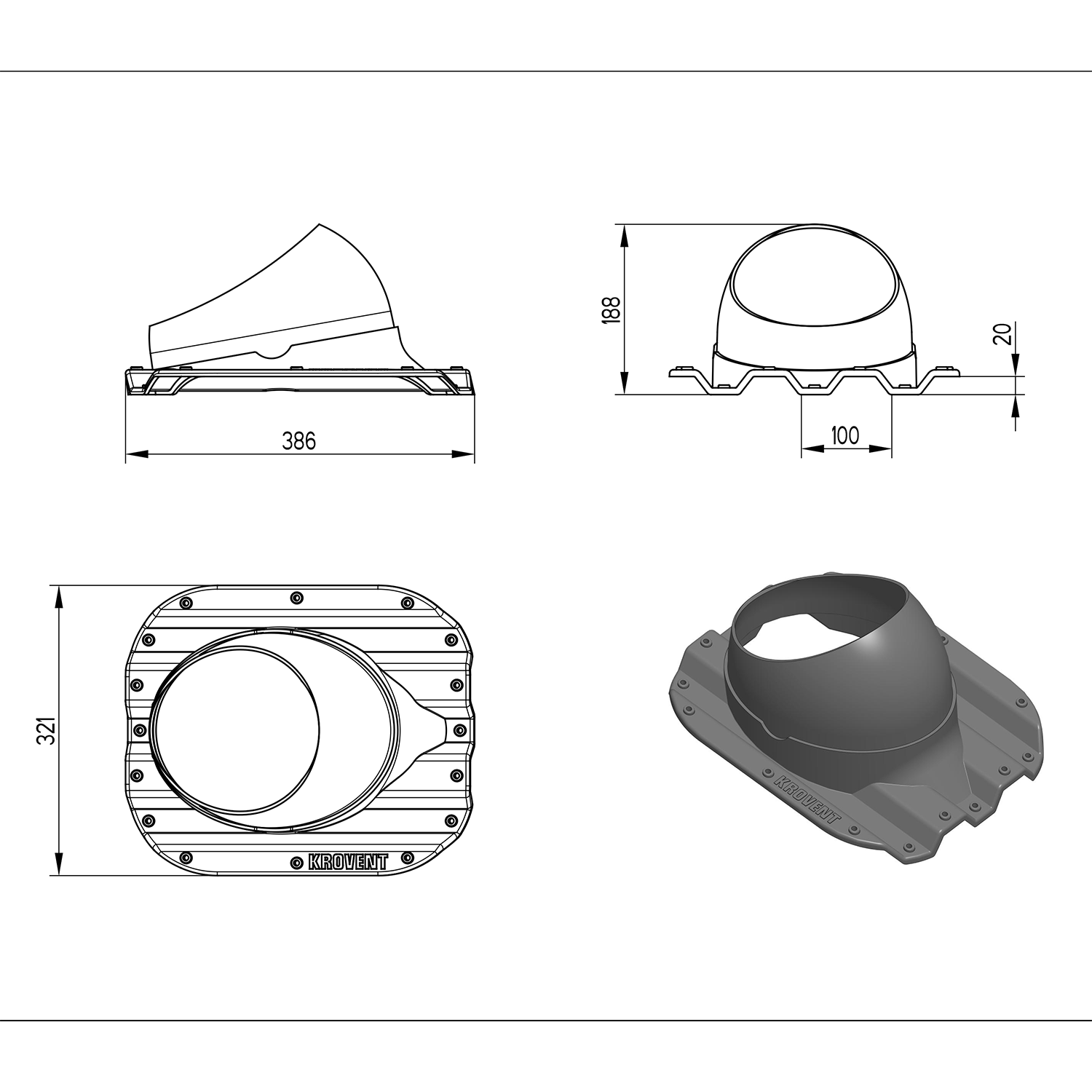 Проходной элемент Krovent Base-VT Prof 21 125/150