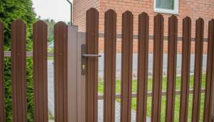 Металлический штакетник Евротрапеция 118 (RAL 8017/2)